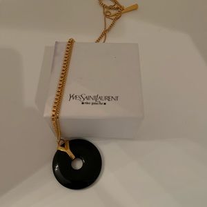 COPY - YSL genuine gold tone necklace w/onyx circle